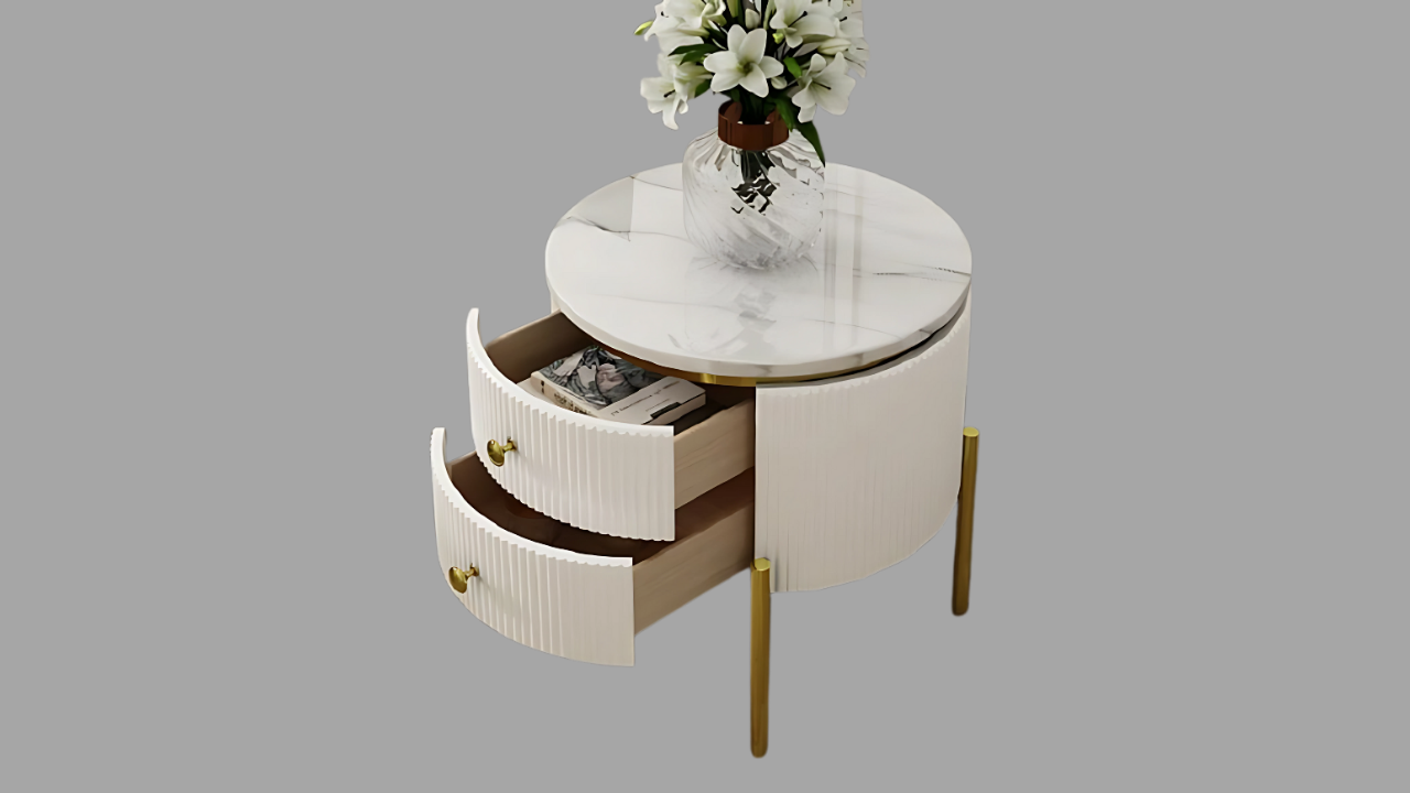 Round Side Table with Storage