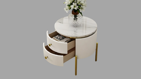 Round Side Table with Storage